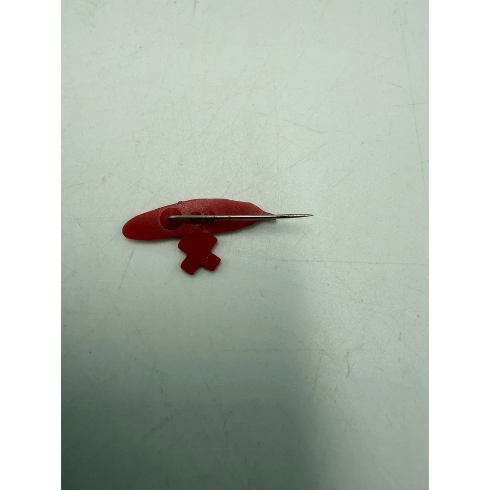 Vintage Red Cross Feather Pin Red‎ Plastic Humanitarian Collectible Lapel Pin